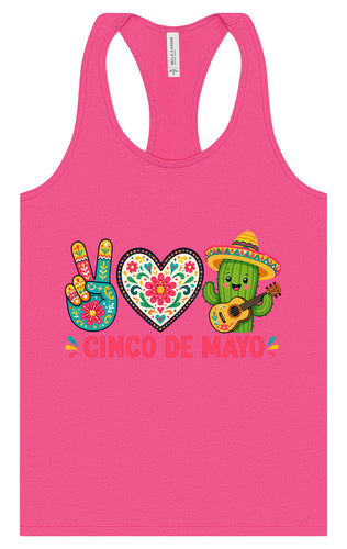 Peace Love Cinco de Mayo Women's Racerback Tank