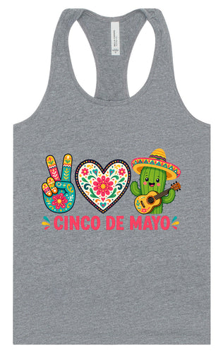 Peace Love Cinco de Mayo Women's Racerback Tank