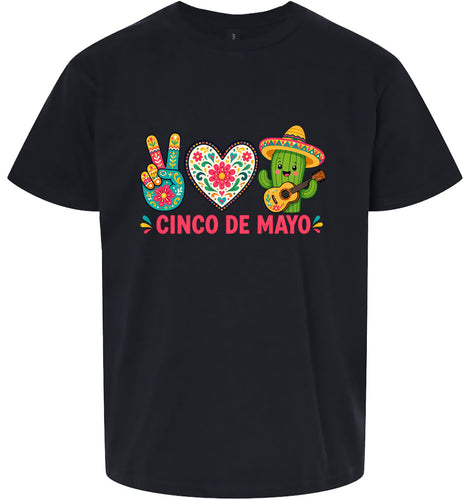 Peace Love Cinco de Mayo Children's Gildan Soft Shirt