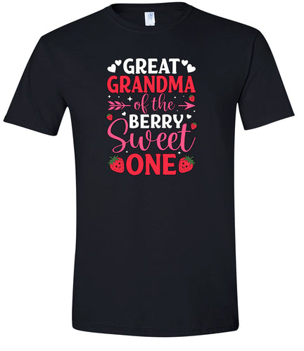 Great Grandma of the Berry Sweet One Adult Gildan Soft Shirt