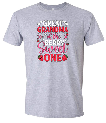 Great Grandma of the Berry Sweet One Adult Gildan Soft Shirt