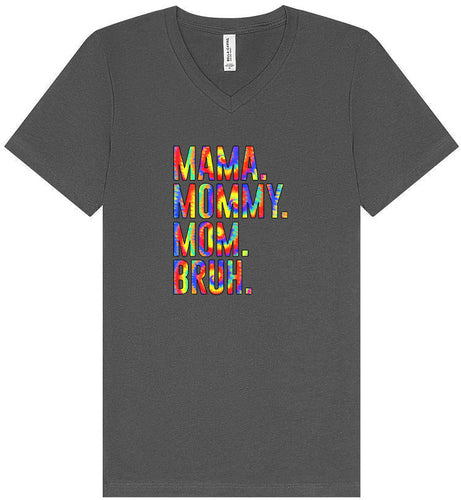 Tie Dye Mom Bruh Unisex V-Neck Shirt