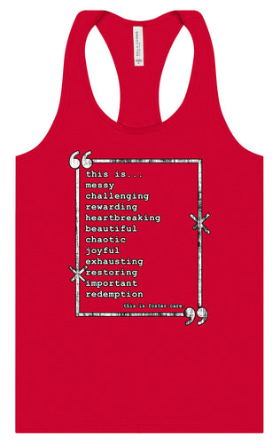 This is Foster Care Women's Racerback Tank