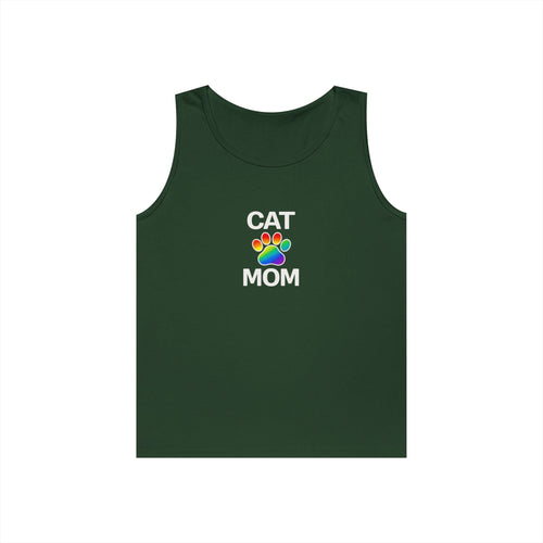Pride Cat Mom Unisex Heavy Cotton Tank Top (8 Colors)