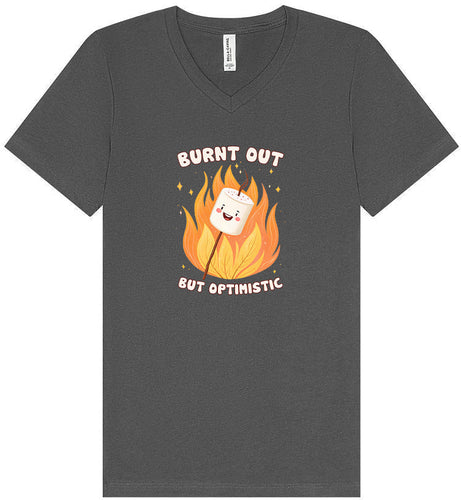 Burnt Out but Optimistic Unisex V-Neck Shirt