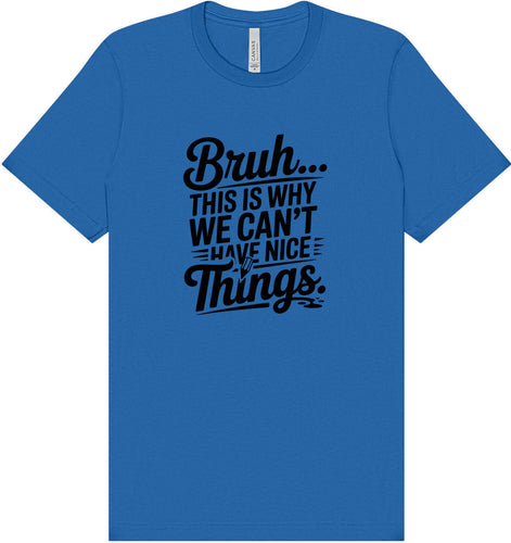Bruh We Can't Have Nice Things Adult Bella Canvas Shirt