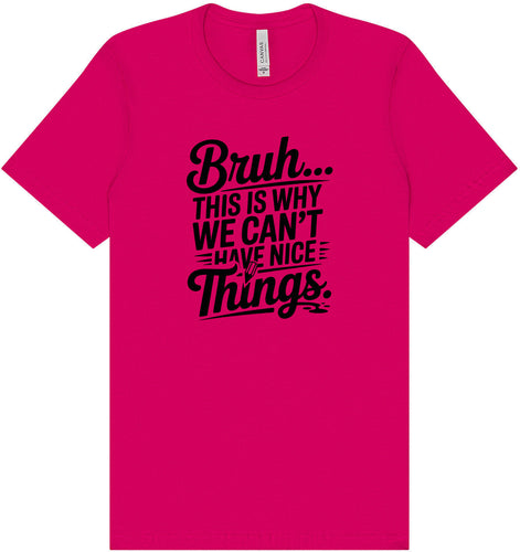 Bruh We Can't Have Nice Things Adult Bella Canvas Shirt