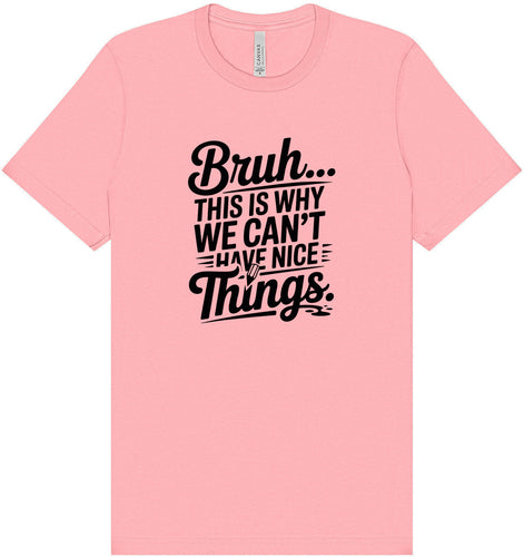 Bruh We Can't Have Nice Things Adult Bella Canvas Shirt