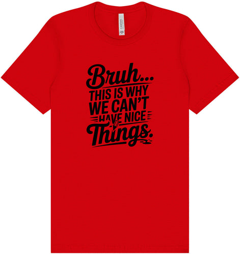 Bruh We Can't Have Nice Things Adult Bella Canvas Shirt