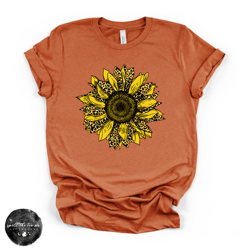 Cheetah Sunflower Tee | Boho Floral Leopard Print Graphic T-Shirt