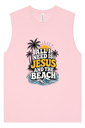 I Need Jesus and the Beach Muscle Tank
