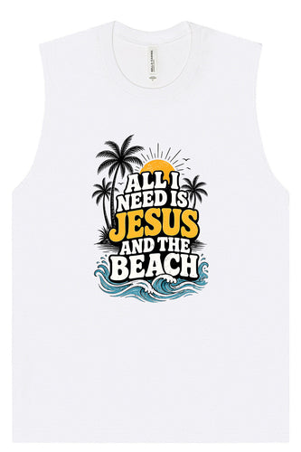 I Need Jesus and the Beach Muscle Tank