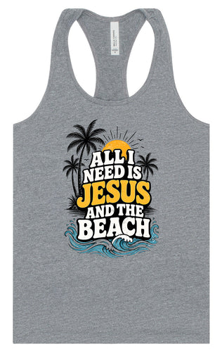 I Need Jesus and the Beach Women's Racerback Tank