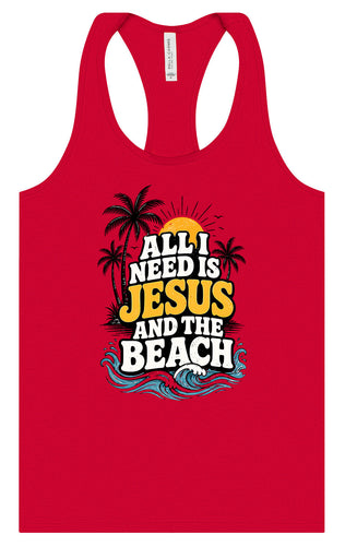 I Need Jesus and the Beach Women's Racerback Tank