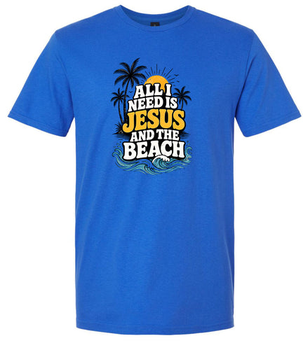 I Need Jesus and the Beach Adult Gildan Soft Shirt