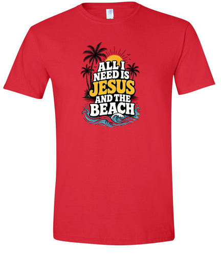 I Need Jesus and the Beach Adult Gildan Soft Shirt