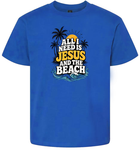 I Need Jesus and the Beach Children's Gildan Soft Shirt