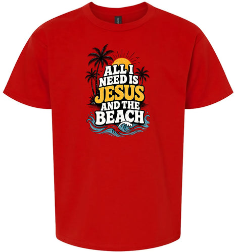 I Need Jesus and the Beach Children's Gildan Soft Shirt