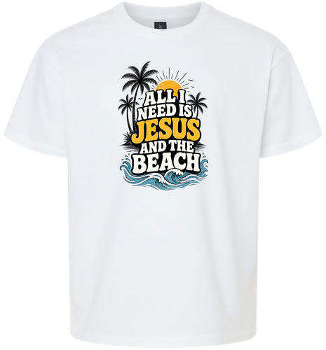 I Need Jesus and the Beach Children's Gildan Soft Shirt