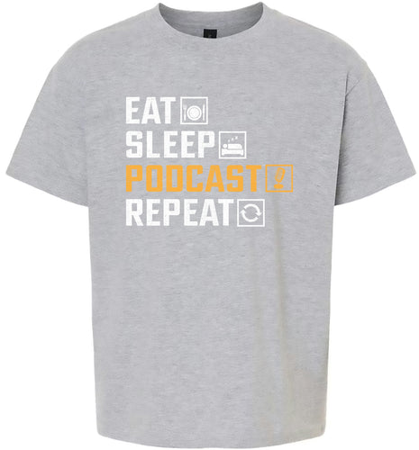 Eat. Sleep. Podcast. Repeat. Children's Gildan Soft Shirt