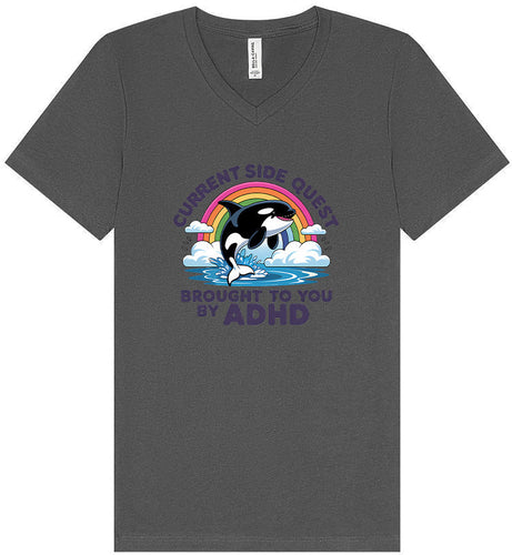 Side Quest Brought By ADHD Unisex V-Neck Shirt