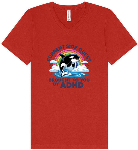 Side Quest Brought By ADHD Unisex V-Neck Shirt