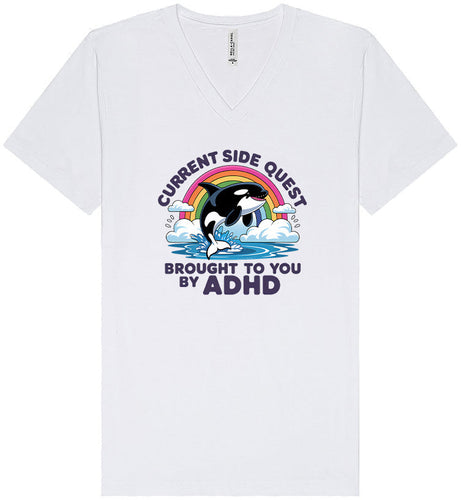 Side Quest Brought By ADHD Unisex V-Neck Shirt