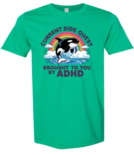 Side Quest Brought By ADHD Adult Gildan Soft Shirt