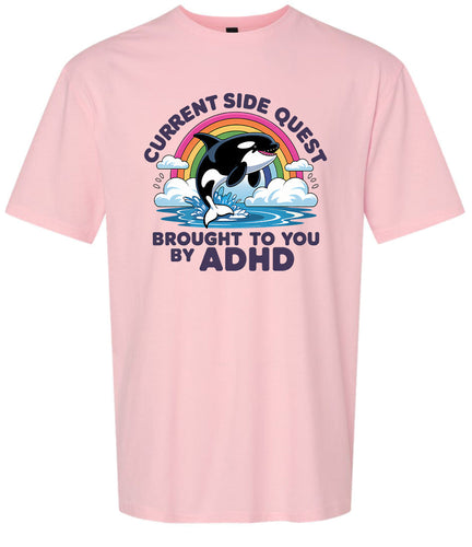Side Quest Brought By ADHD Adult Gildan Soft Shirt