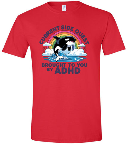 Side Quest Brought By ADHD Adult Gildan Soft Shirt