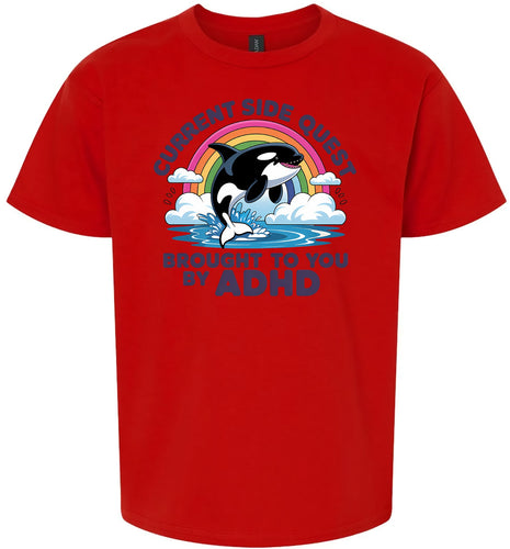 Side Quest Brought By ADHD Children's Gildan Soft Shirt