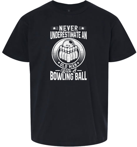 An Old Man with a Bowling Ball Children's Gildan Soft Shirt