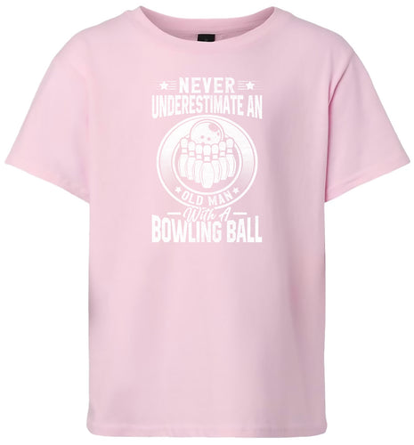 An Old Man with a Bowling Ball Children's Gildan Soft Shirt