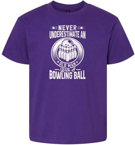 An Old Man with a Bowling Ball Children's Gildan Soft Shirt