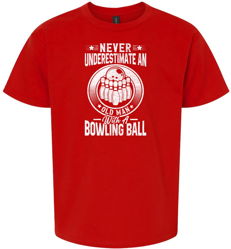 An Old Man with a Bowling Ball Children's Gildan Soft Shirt