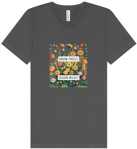 Grow Freely, Bloom Wildly Unisex V-Neck Shirt