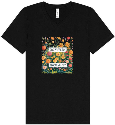 Grow Freely, Bloom Wildly Unisex V-Neck Shirt
