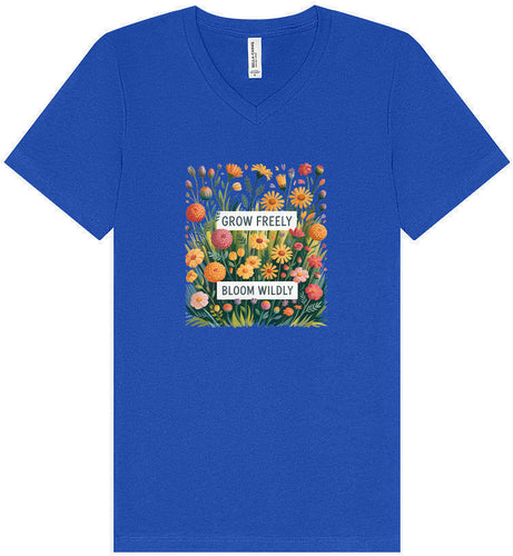 Grow Freely, Bloom Wildly Unisex V-Neck Shirt