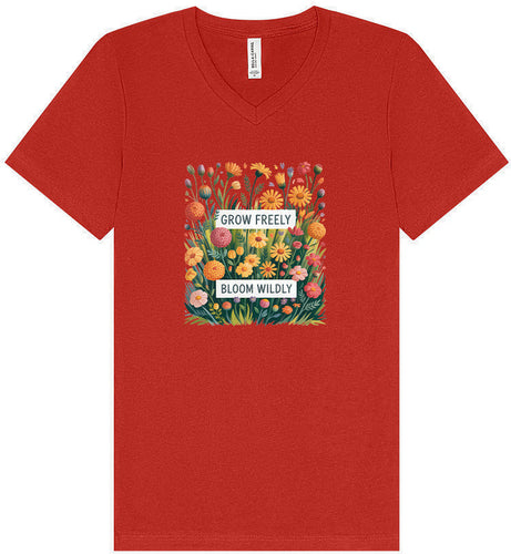 Grow Freely, Bloom Wildly Unisex V-Neck Shirt