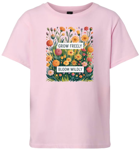 Grow Freely, Bloom Wildly Children's Gildan Soft Shirt