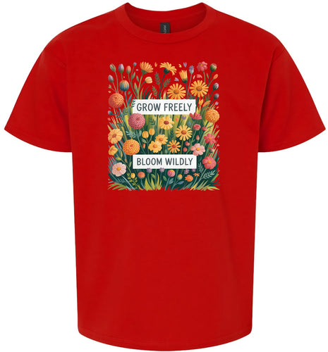 Grow Freely, Bloom Wildly Children's Gildan Soft Shirt