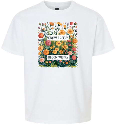Grow Freely, Bloom Wildly Children's Gildan Soft Shirt
