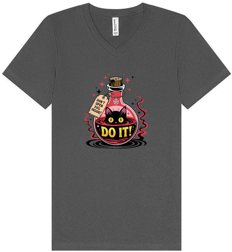 Black Cat Says Do It Unisex V-Neck Shirt