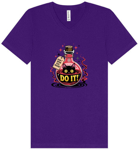 Black Cat Says Do It Unisex V-Neck Shirt