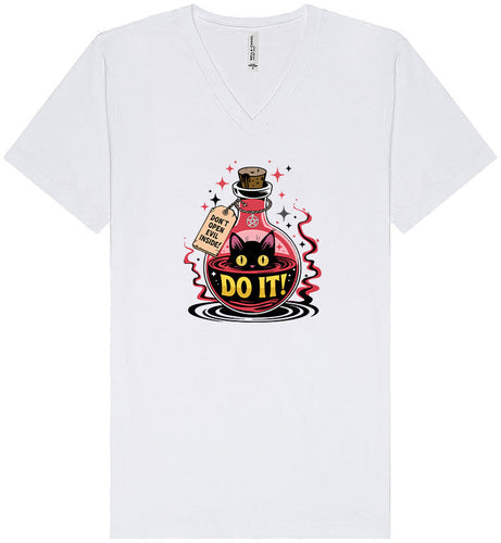 Black Cat Says Do It Unisex V-Neck Shirt