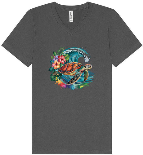Sea Turtle in the Waves Unisex V-Neck Shirt