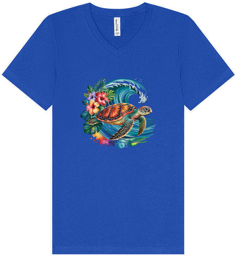Sea Turtle in the Waves Unisex V-Neck Shirt