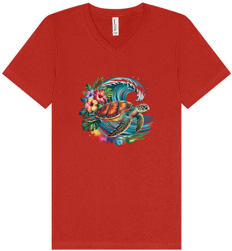 Sea Turtle in the Waves Unisex V-Neck Shirt