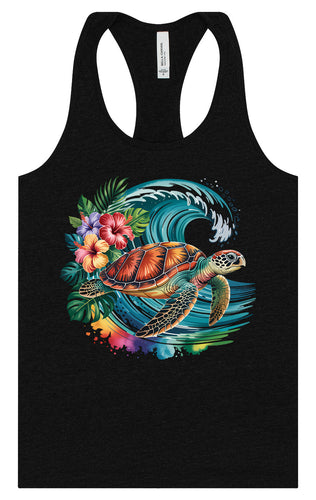 Sea Turtle in the Waves Women's Racerback Tank