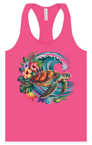 Sea Turtle in the Waves Women's Racerback Tank